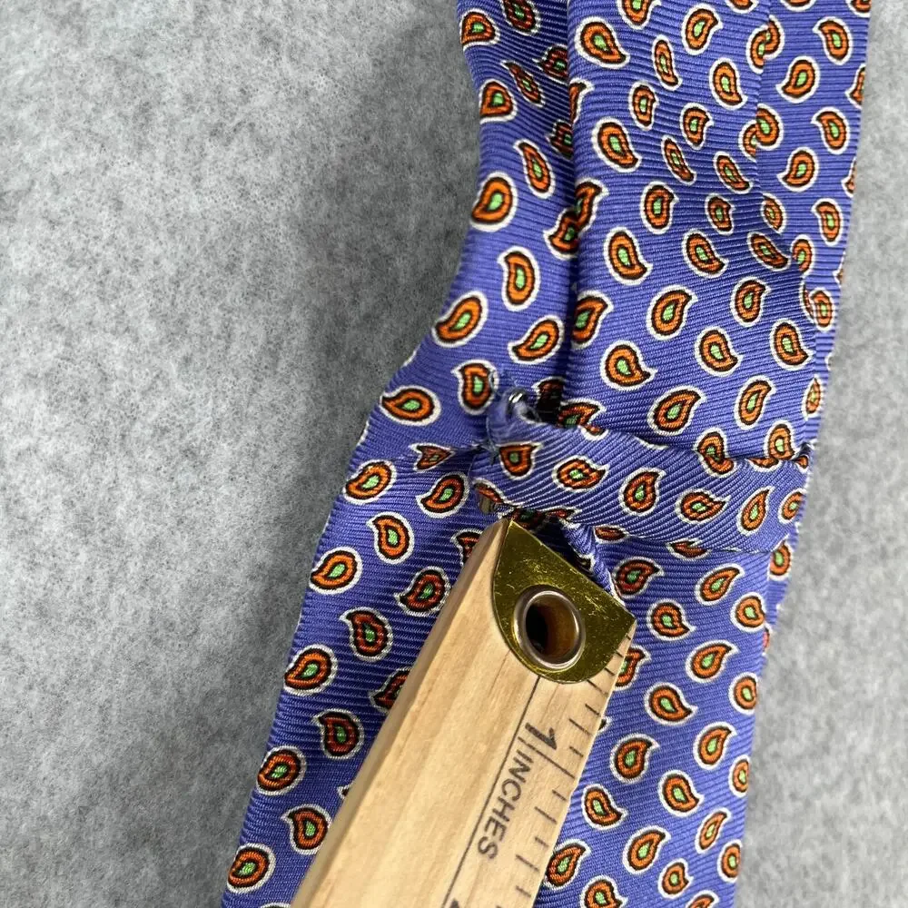 Vintage Polo Ralph Lauren Necktie Silk Blue Paisley Made In Italy Tie